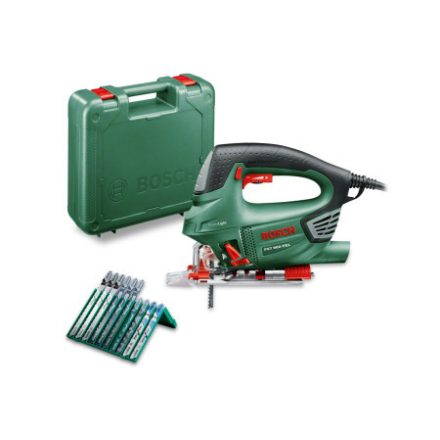 Priamočiara píla BOSCH PST 900 PEL v kufri so strmeňovou rukoväťou / 620 W + 10-dielny pílový kotúč vr.