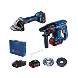 BOSCH Akumulátorová uhlová brúska GWS 180-LI + Akumulátorová vŕtačka s príklepom GBH 180-LI (2 x 4,0 Ah batérie + nabíjačka) XL   BOSCH Akumulátorová uhlová brúska GWS 180-LI + Akumulátorová vŕtačka s príklepom GBH 180-LI (2 x 4,0 Ah batérie + nabíjačka) XL
