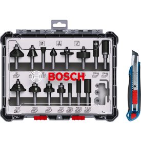 BOSCH Sada pre okrajové a profilové frezovanie 30 dielov s upínaním 8 mm + darčekový nôž   BOSCH Sada pre okrajové a profilové frezovanie 30 dielov s upínaním 8 mm + darčekový nôž
