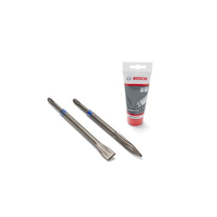 BOSCH Sada samoostriacich dlát (špicaté + 20 x 250 mm) + mazivo Long Life SDS-Plus