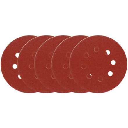 VOREL kotúč na suchý zips 125 mm / P150 8 otvorov (5 ks)