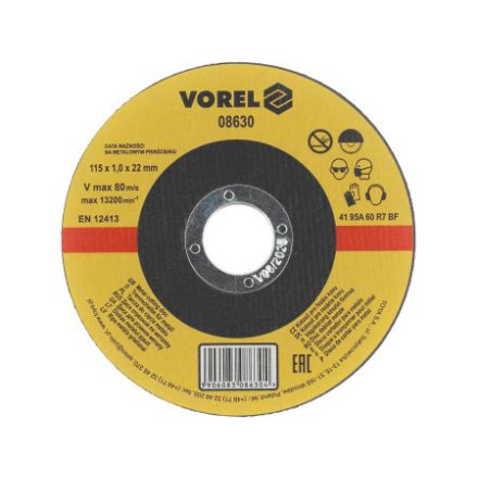 VOREL Rezný kotúč na kov 115 x 1,0 x 22,2 mm