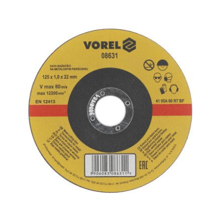 VOREL Rezný kotúč na kov 125 x 1,0 x 22,2 mm