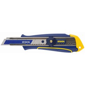 IRWIN Nôž s lámavou čepeľou s 18 mm kovovou koľajnicou, skrutkovacia bimetalová čepeľ   IRWIN Nôž s lámavou čepeľou s 18 mm kovovou koľajnicou, skrutkovacia bimetalová čepeľ