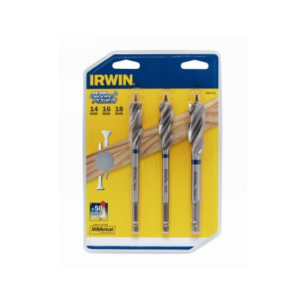 IRWIN Sada vrtákov do dreva 3-dielny držiak bitov 230 mm Blue Groove Power (14-16-18 mm)