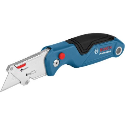 BOSCH Skladací nôž s trapezovým čepelí, držiakom čepelí + 3 ks čepele