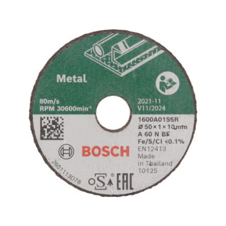 BOSCH Rezný kotúč na kov 50 x 1,0 x 10 mm A 60 N BF (3 ks)