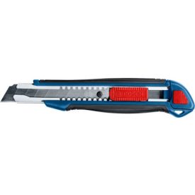 BOSCH Nôž s lámavým čepelím 18 mm automatický zámok, gumová rukoväť   BOSCH Nôž s lámavým čepelím 18 mm automatický zámok, gumová rukoväť