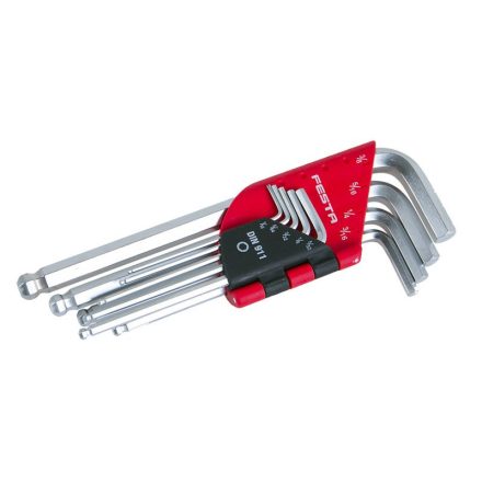 FESTA Súprava imbusových kľúčov s guľovou hlavou 9 kusov 1/16"-3/8" CrV