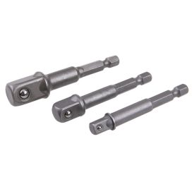 Sada adaptérov nástrčných kľúčov 3 diely 1/4" Hex -> 1/4", 3/8", 1/2" štvorcový CrV   Sada adaptérov nástrčných kľúčov 3 diely 1/4" Hex -> 1/4", 3/8", 1/2" štvorcový CrV
