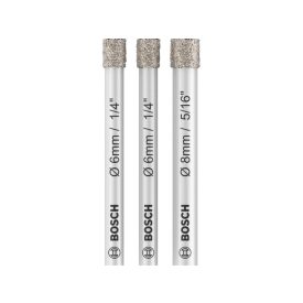 BOSCH PRO Sada suchých diamantových vŕtacích koruniek 3 kusy (6 / 6 / 8 x 66 mm) valcový upínací systém   BOSCH PRO Sada suchých diamantových vŕtacích koruniek 3 kusy (6 / 6 / 8 x 66 mm) valcový upínací systém