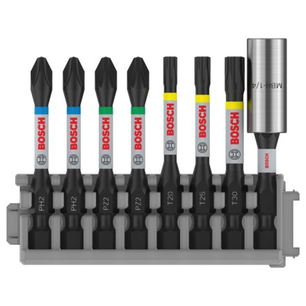 BOSCH PRO Sada bitov 8 r. 50 mm + držiak (PH2 x 2, PZ2 x 2, T20, T25, T30) Pick & Click