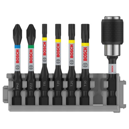 BOSCH PRO Sada bitov 7 ks. 50 mm + držiak (PH2, PZ2, T15, T20, T25, T30) Pick & Click