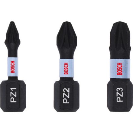 Sada hrotov BOSCH 3 diely PZ1 / PZ2 / PZ3 x 25 mm Kontrola nárazu