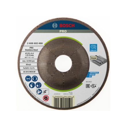 BOSCH Čistiaci kotúč pre nerezovú oceľ 125 x 6,0 x 22,2 mm ohnutý AS 30 S INOX BF