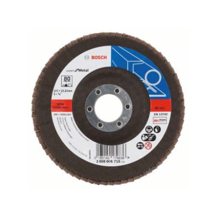 BOSCH Lamelový brúsny kotúč kužeľový 125 x 22,2 / P80 zirkón-korund X551 inox