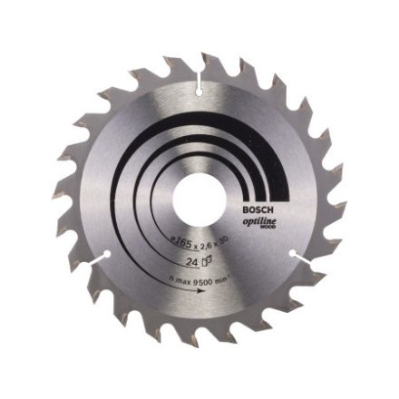 BOSCH Pílový kotúč na drevo 165 x 30/20 x 2,6 mm / 24T Optiline Wood ATB