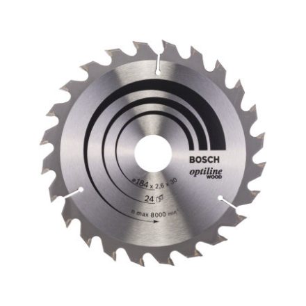 BOSCH Pílový kotúč na drevo 184 x 30 x 2,6 mm / 24T Optiline Wood ATB