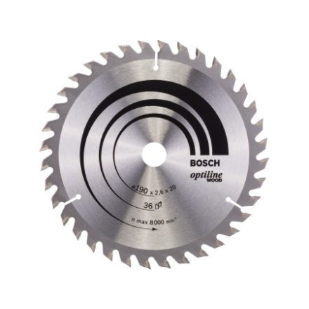 BOSCH Pílový kotúč na drevo 190 x 20/16 x 2,6 mm / 36T Optiline Wood ATB