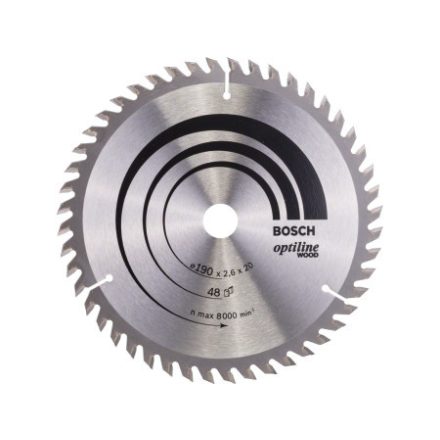 BOSCH Pílový kotúč na drevo 190 x 20/16 x 2,6 mm / 48T Optiline Wood ATB