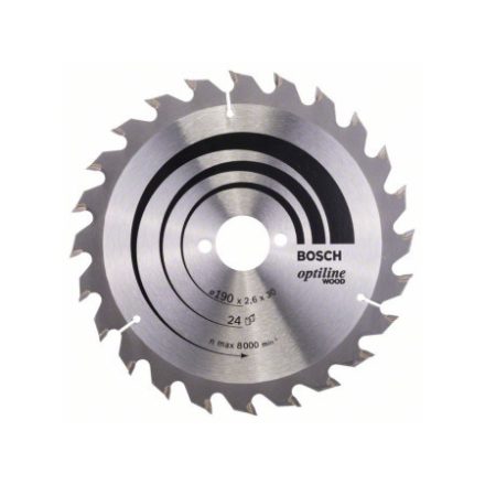 BOSCH Pílový kotúč na drevo 190 x 30 x 2,6 mm / 24T Optiline Wood ATB