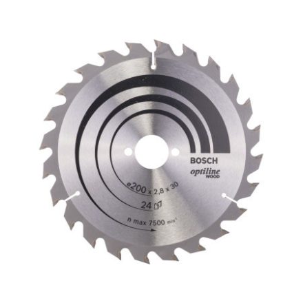 BOSCH Pílový kotúč na drevo 200 x 30 x 2,8 mm / 24T Optiline Wood ATB