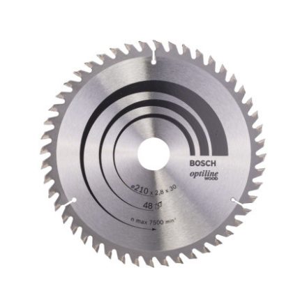 BOSCH Pílový kotúč na drevo 210 x 30 x 2,8 mm / 48T Optiline Wood ATB