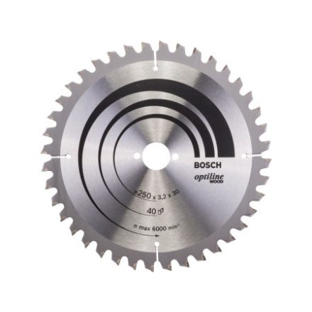 BOSCH Pílací kotúč na drevo 250 x 30 x 3,2 mm / 40T Optiline Wood ATB / N