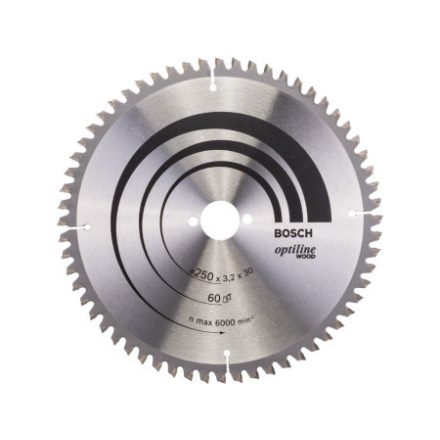 BOSCH Pílne kotúče pre drevo 250 x 30 x 3,2 mm / 60T Optiline Wood ATB / N