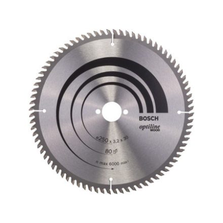 BOSCH Pílový kotúč na drevo 250 x 30 x 3,2 mm / 80T Optiline Wood ATB / VW