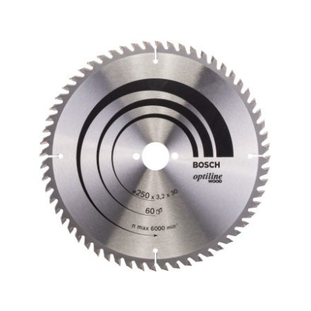 BOSCH Pílací kotúč na drevo 250 x 30 x 3,2 mm / 60T Optiline Wood ATB
