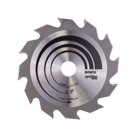 BOSCH Pílový kotúč na drevo 140 x 20/12,7 x 2,4 mm / 12T Optiline Wood ATB