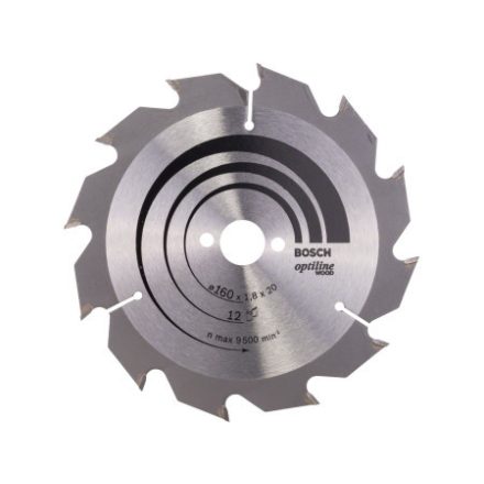 BOSCH Pílový kotúč na drevo 160 x 20/16 x 1,8 mm / 12T Optiline Wood ATB