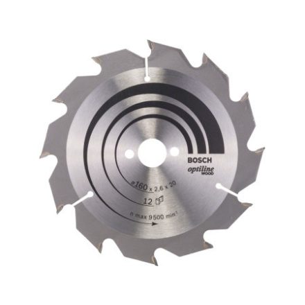 BOSCH Pílový kotúč na drevo 160 x 20/16 x 2,6 mm / 12T Optiline Wood ATB