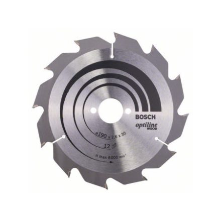 BOSCH Pílový kotúč na drevo 190 x 30 x 2,6 mm / 12T Optiline Wood ATB