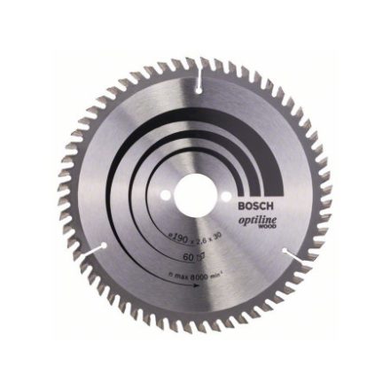 BOSCH pílový kotúč na drevo 190 x 30 x 2,6 mm / 60T Optiline Wood ATB