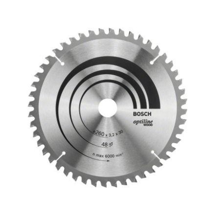 BOSCH Pílový kotúč na drevo 260 x 30 x 3,2 mm / 48T Optiline Wood ATB / N