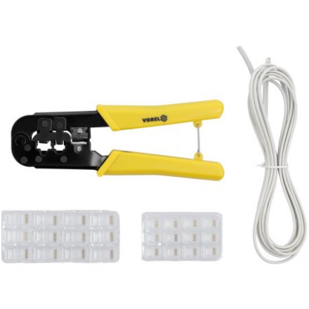 VOREL Krimpovacie kliešte pre UTP sieťové/RJ45 a telefónne/RJ11 káble