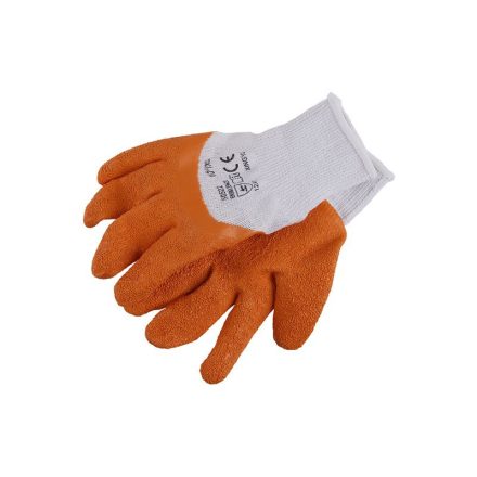 Pracovné ochranné rukavice krepové latexové, odolné proti prerezaniu, protišmykové (oranžová farba)