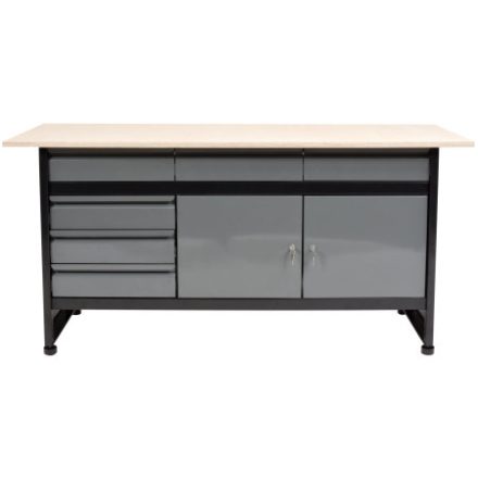VOREL Skriňový pracovný stôl so 4 zásuvkami a 2 dvierkami 1700 x 600 x 840 mm