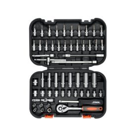 STHOR Sada nástrčných kľúčov 56 kusov 1/4" 4-13 mm CrV   STHOR Sada nástrčných kľúčov 56 kusov 1/4" 4-13 mm CrV