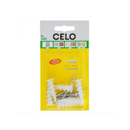 CELO Plastová samorezná hmoždinka do sadrokartónu + 4,5 x 40 skrutiek (6 ks)