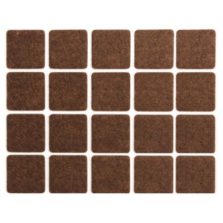 VOREL Samolepiaca protišmyková nábytková podložka na nohy štvorcová hnedá 20 x 20 mm (20 ks)