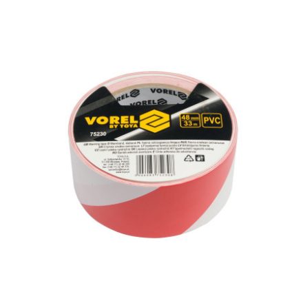 VOREL Samolepiaca označovacia páska červeno-biela 48 mm x 33 m PVC