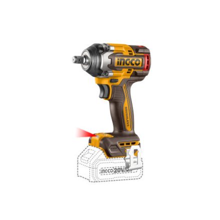 INGCO Bezuhlíkový akumulátorový skrutkovač 1/2" 500 Nm, 20 V (bez batérie a nabíjačky)