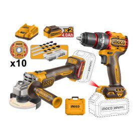 INGCO Akumulátorový balíček 20 V Vŕtačka-skruhovák 66 Nm+Uhlová brúska 115 mm (2 ks batérie + nabíjačka)   INGCO Akumulátorový balíček 20 V Vŕtačka-skruhovák 66 Nm+Uhlová brúska 115 mm (2 ks batérie + nabíjačka)