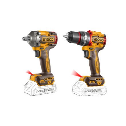 INGCO Akumulátorový balíček 20 V Vŕtačka-skruhovák 66 Nm+Skruhovák na udery 1/2" 400 Nm (2 ks batérie + nabíjačka)