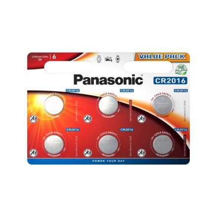 PANASONIC CR2016 lítiový mincový článok 3 V (6 ks)