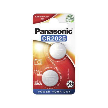 PANASONIC CR2025 lítiový gombíkový článok 3 V (2 ks)