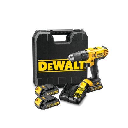 DEWALT Akumulátorová príklepová vŕtačka 18 V (3 x 1,3,0 Ah batérie + nabíjačka) DCD776C3